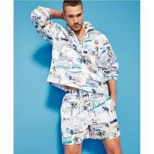 Royalty by Maluma Windbreaker Jacket Medium Half Zip Tropical Beachy Hawaiian